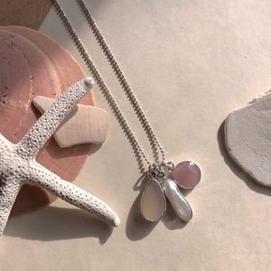 Dusty Rose Charm Necklace, Sterling Silver